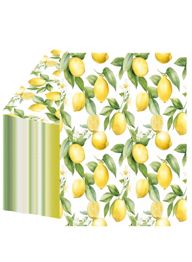 peony man 50 PCS Lemon Cocktail Napkins Yellow Citrus Paper Napkin 3-Ply Summer Fruit Disposable Napkins Lemon Dinner Hand Towels for Kitchen Bathroom Summer Beverage Party Supplies - Image 1